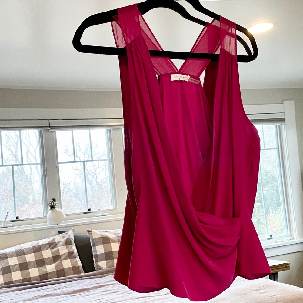Ramy Brook Fuschia Drape top w/ sheer straps - XS